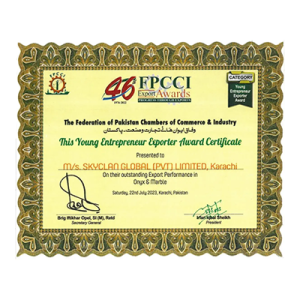 Young Entrepreneur Exporter Award Certificate